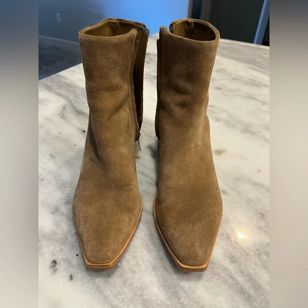 Marc Fisher Suede Zip Boots Brown Tan - Size 7 - Picture 3 of 8